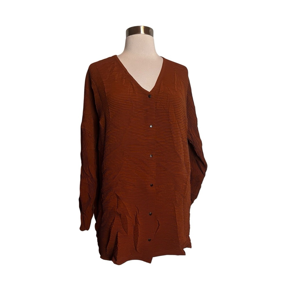Babette San Francisco (Babette SF) crinkle-pleated Top tunic Small Rust Brown